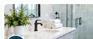 Professional cleaner working in a bright bathroom
